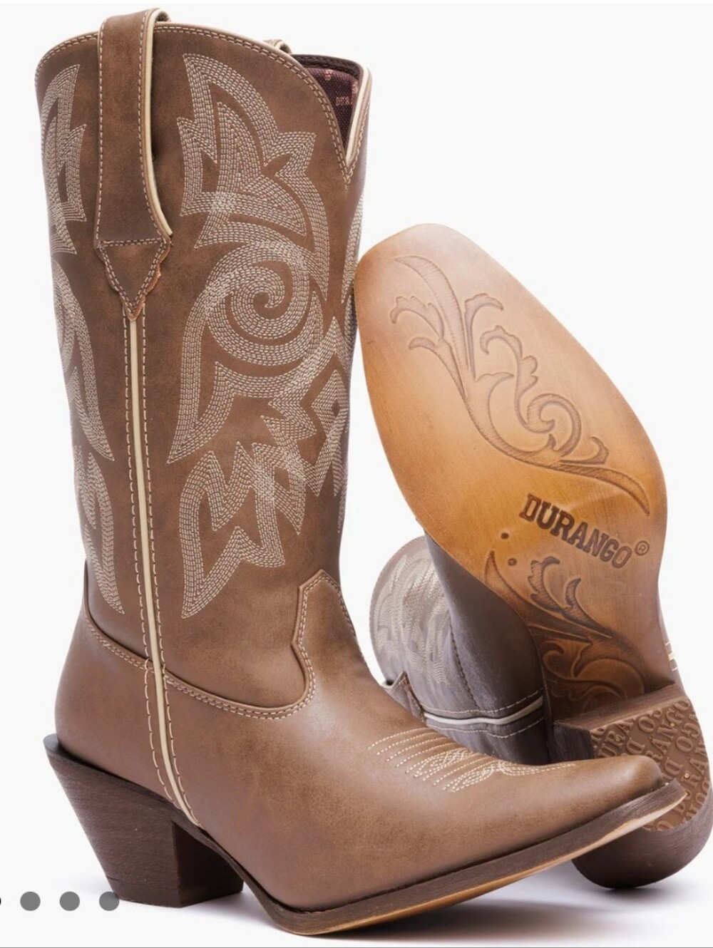 Durango Brown Embroidered Western Heel Boots 11